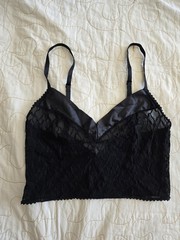 Vintage 1970s 1980s Undercover Wear Black Lace Bralet. Womens Small Medium