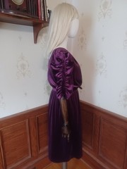 Vintage 1970s J.M. II Purple Velour Witchy Whimsigoth Victorian Revival Dress