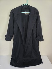 Vintage London Fog Made in USA Lined Black Trench Coat Size 8 Reg FREE SHIPPING