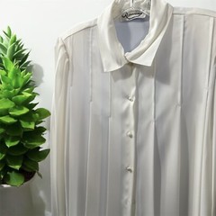 Vintage 80’s pleated front tuxedo style blouse by Alexandria