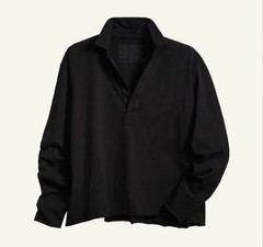 Frank & Eileen Patrick Popover Henley Top Womens S Small Heritage Jersey Black