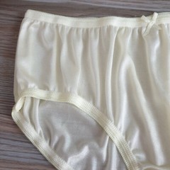 Vintage Slippery Nylon Panty Sissy Yellow Bikini Sheer Brief Size 7-8 Hip 38-42″