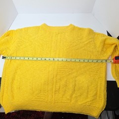 Vintage Benetton 100% Cotton Crew Neck Sweater Yellow Made In Italy 90s 80s