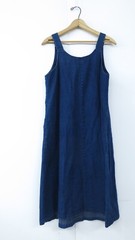 Vintage 70’s Blue Denim 100% Cotton Button Front Sleeveless Jumper Dress SZ M