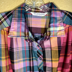 Vtg Miss Fashionality Blouse Shirt Roll Tab Sleeves Front 1/3 Down Buttons 13/12