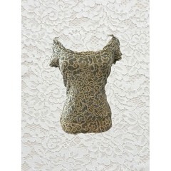 vintage 90s green and blue paisley patterned mesh short sleeve baby tee top