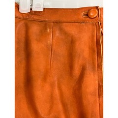 Moschino Cheap and Chic Vintage Knee-Length Orange Leather Pencil Skirt Sz 8