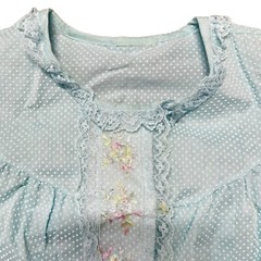 Vintage 1960s Robins Egg Blue Swiss Dot Lace Snap Housecoat