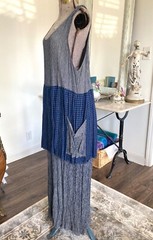 Vintage 1990s FLAPPER Blue KOKOON Lady Bug Pouch POCKET Dress Maxi M Jumper USA