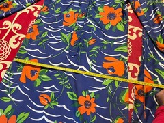 Vintage Howard Wolf Blue Orange Floral Dagger Collar Maxi Belted Shirt Dress-M