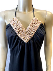 Vintage Party Maxi Dress TEENA PAIGE Halter Tie Top, Low Back Sexy 1960’s Sz S/M