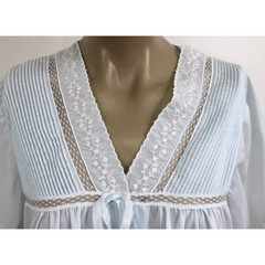 Vintage 70s BARBIZON Pajama Set Top & Pants Sleep Lounge Baby Blue Size M