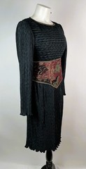 Vintage 80s Nuit Pleated Black Long Sleeve Cocktail dress 6 MADE IN USA
