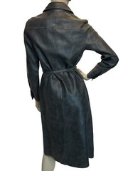 Sz S~M Vtg 60s MOD Gray VINYL COAT DRESS Joseph Magnin Ginala Front Zip Boho