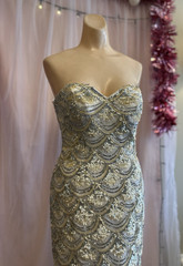 Vintage Y2K 2000s Prom Dress Mermaid Sequins Strapless Fairy Ombre Formal S