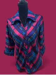 70s Multi-coloured Plaid Blouse Blouse Vintage