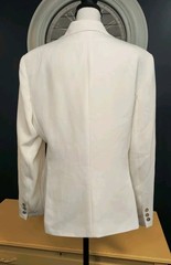 Vintage Halston Blazer Jacket Women’s 10 Ivory 90’s Shell Buttons Pockets Lined