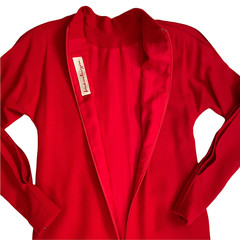 Pauline Trigère 1980s Red High-Necked Dolman Sleeve Sheath Dress Vintage Couture