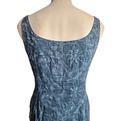 Lauren Ralph Lauren 4 100% Linen Midi Floral Sheath Dress Vintage Resort Blue