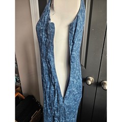 Lauren Ralph Lauren 4 100% Linen Midi Floral Sheath Dress Vintage Resort Blue