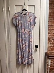 Vintage 1940s Dress 40s Purple Floral Button Front Dress