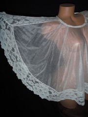 Gorgeous! VTG 50s/60s Sheer Shimmer Caplet/Shawl Lace Trim Lingerie One Sz S,M,L