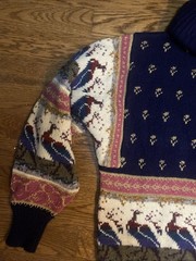 Vintage Knit Fair Isle sweater Women M Crewneck Turkey Taiwan TOC Novelty Print