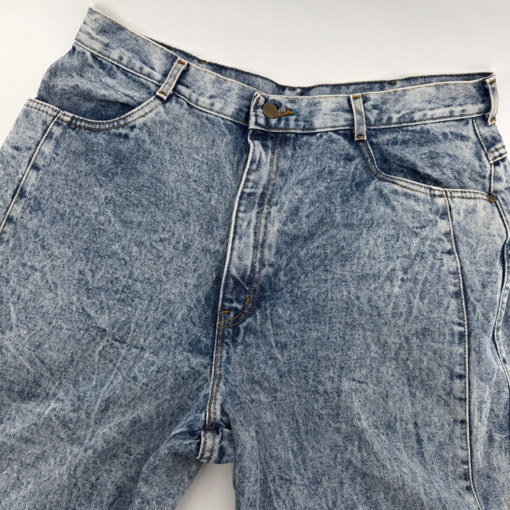 Chic Jeans Women 22W Blue Acid Wash Vintage 80s High Waist Tapered Ankle Bows
