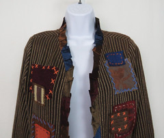 VTG 1990s 2000s SHARON ANTHONY BY CRYSTAL STRIPED PATCHWORK JACKET SIZE MEDIUM