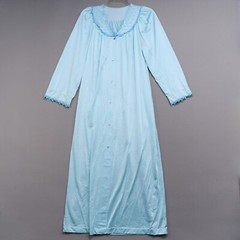 Vintage Shadowline Robe Womens M Aqua Nylon Lace Long