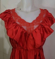 Vintage Ilise Stevens Lacy Red Ruffle Nightgown Sz Small/med Stunning Versatile