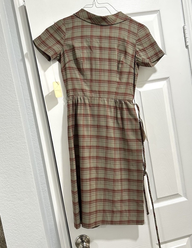 VTG 1950s BETTY BARCLAY SHERBET-PLAID Sundress Junior Petite Sz 5 Green Red NWT