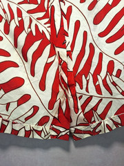 VTG RHODA LEE Red/White/Black Sleeveless Back-Buttons 60s ACETATE SHELL/TOP SZ34