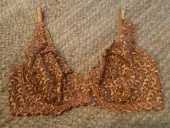 VINTAGE EMBROIDERED BRA BY Q-T SIZE 40DD BRONZE NO PADDING UW ADJUSTABLE BEAUTY!