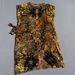 Lady Cactus Batik Print Tie Dye midi Dress Boho Festival M/L/XL Vacation Lotus