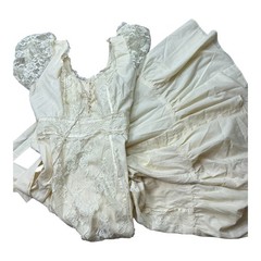 Vintage 70s Doni Girl California lace trim cream/ivory belted prairie dress SZ S