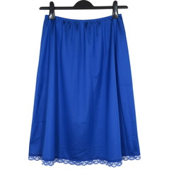 VTG DEENA Royal Blue NYLON Floral Lace Hem A-LINE Elastic Waist HALF SLIP Sz M