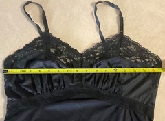 Vintage Full Ink Black Slip Satin and Lace by Susan Wells Size 36 Average (C37L)