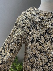 Vtg 60s Top Brocade Floral Metallic Black Silver Gold Small Rhapsody