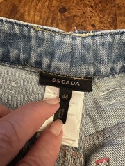 ESCADA VTG LIGHT WASHED RHINESTONE BEADED JEANS SZ44EU(10-12 US)MADE IN TURKEY