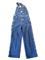 Vintage Lee Dungarees Bib Overalls Size M Denim Carpenter Blue Dark Wash
