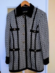 ESCADA by Margaretha Ley Houndstooth Blazer Jacket Tweed Velvet Size 40
