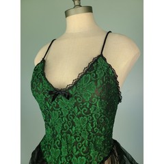 Midnight Hour Sz L Lingerie Top Green Lace Dark Fairycore Whimsigoth Alt Y2K