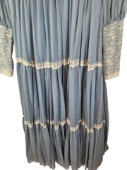 Vtg 70s Gunne Sax Maxi Dress Blue Cream Lace Cottagecore Prairie Gown Sz 9 Read
