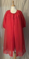Vintage Baby Doll Red Shadow line Peignoir Lingerie Set Valentines Gift Tag S