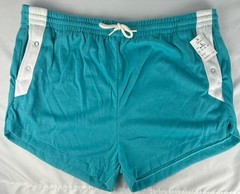 NWT Vintage Sears Turquoise White Track Shorts Womens L Pull On Gym Athletic