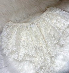 Vintage Lace Cream & Pink Frilly High Cut Flutter Ruffle Lingerie Panties Sz L