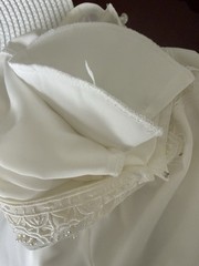 Vintage Christie & Jill Romantic Ivory Beaded Lace-Collar Button-Up Blouse 14