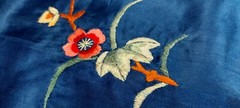 20S 1930s Chinese Silk Pants 1920s Antique Embroidery Royal Blue High Waist