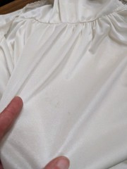 Vintage Ivory Nightgown 2X Plus Size Lace Pearl Beaded Nylon Made In USA Bridal